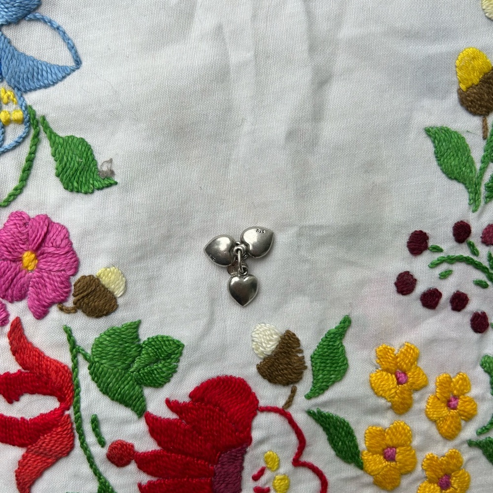 Sterling Silver 925 Puff Heart Trip Charm (2 for $20)